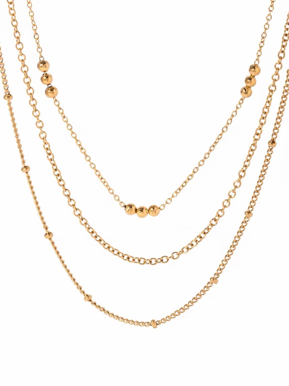 18K Gold Plated layered Beaded Necklace
